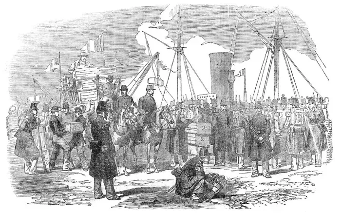 Framed Print : Embarkation of Arms, at Calais, on Friday, 1854. Creator: Unknown Framed Print : Embarkation of Arms, at Calais, on Friday, 1854. Creator: Unknown