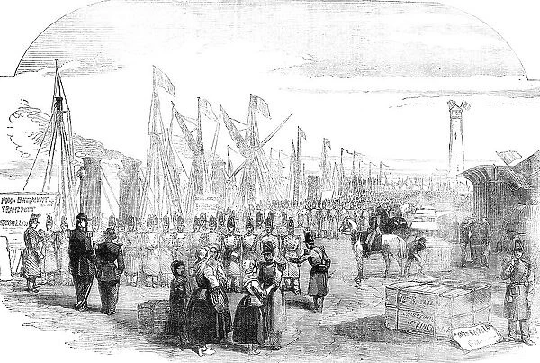 Embarkation of French Troops in English Vessels, at Calais, for the Baltic, 1854. Creator: Unknown