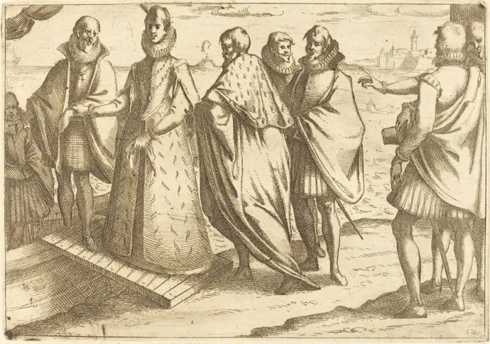 Framed Print : Embarkation at Genoa, 1612. Creator: Jacques Callot Framed Print : Embarkation at Genoa, 1612. Creator: Jacques Callot