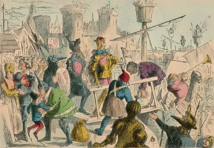 Framed Print : Embarkation of King Henry the Fifth at Southampton. A. D. 1415, 1850. Artist: John Leech Framed Print : Embarkation of King Henry the Fifth at Southampton. A. D. 1415, 1850. Artist: John Leech