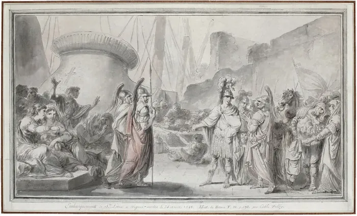 Framed Print : The embarkation of Louis IX from Aigues-Mortes Framed Print : The embarkation of Louis IX from Aigues-Mortes