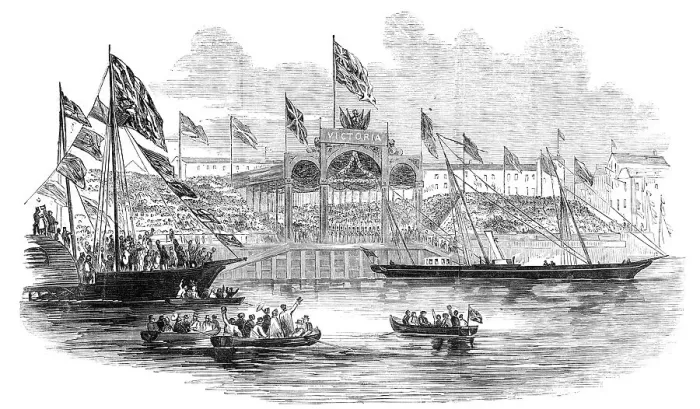 Framed Print : Embarkation of Her Majesty, at Hull, 1854. Creator: Unknown Framed Print : Embarkation of Her Majesty, at Hull, 1854. Creator: Unknown