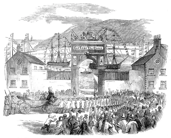 Framed Print : The Embarkation of the Prince of Wales at the Queen's Wharf, St. John's, Newfoundland, 1860. Creator: Unknown Framed Print : The Embarkation of the Prince of Wales at the Queen's Wharf, St. John's, Newfoundland, 1860. Creator: Unknown