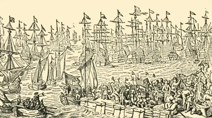 Framed Print : The Embarkation of William of Orange from Holland for England, 1688, c1930. Creator: Unknown Framed Print : The Embarkation of William of Orange from Holland for England, 1688, c1930. Creator: Unknown