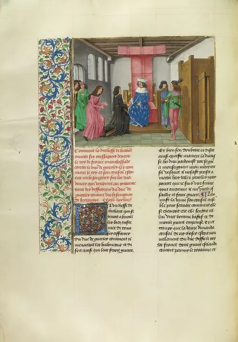 Framed Print : The Embassy of the Duke of Brabant before the King of France and the Duke of Berry, c1360s. Creator: Master of the Getty Froissart Framed Print : The Embassy of the Duke of Brabant before the King of France and the Duke of Berry, c1360s. Creator: Master of the Getty Froissart
