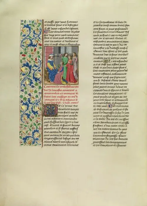 Framed Print : The Embassy from John of Gaunt before the King of Portugal; c1380s, about 1480-1483 Creator: Master of the Copenhagen Caesar Framed Print : The Embassy from John of Gaunt before the King of Portugal; c1380s, about 1480-1483 Creator: Master of the Copenhagen Caesar