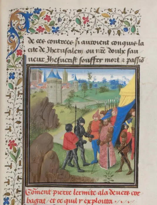 Framed Print : The Embassy of Peter the Hermit and Herluin to Kerbogha. Miniature from the Historia by William of Tyre, 1460s. Artist: Anonymous Framed Print : The Embassy of Peter the Hermit and Herluin to Kerbogha. Miniature from the Historia by William of Tyre, 1460s. Artist: Anonymous