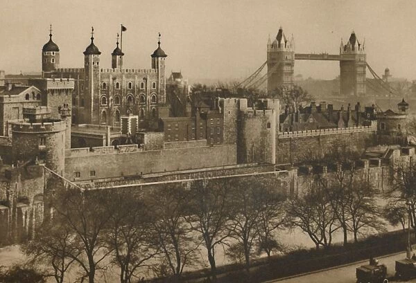 Embattled Ramparts of the Tower of London Seen Tier on Tier from the Tall Warehouses