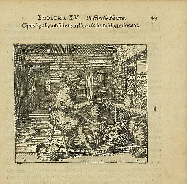 Emblem 15. The potter's work, consisting of dry and wet, shall teach you, 1618. Creator: Merian, Matthäus, the Elder (1593-1650)