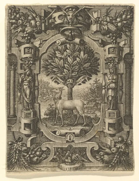 Framed Print : Emblem of Lucrezia Gonzaga, before 1566. Creator: Giorgio Ghisi Framed Print : Emblem of Lucrezia Gonzaga, before 1566. Creator: Giorgio Ghisi