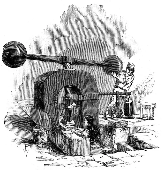 Framed Print : Embossing press, 1886 Framed Print : Embossing press, 1886
