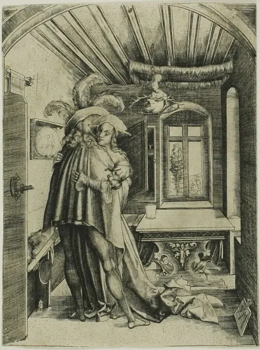 Framed Print : The Embrace, 1503, printed c. 1600. Creator: Master MZ Framed Print : The Embrace, 1503, printed c. 1600. Creator: Master MZ