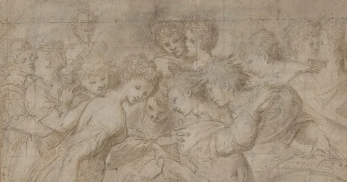 Framed Print : Embracing Female Figures, Some Holding Musical Scores. 1570-73 Framed Print : Embracing Female Figures, Some Holding Musical Scores. 1570-73