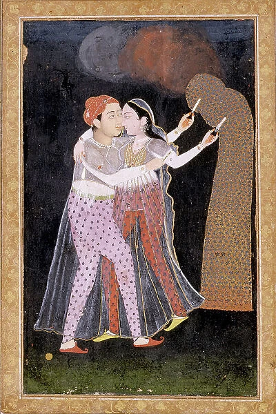 Embracing Lovers with Sparklers, c1775. Creator: Unknown