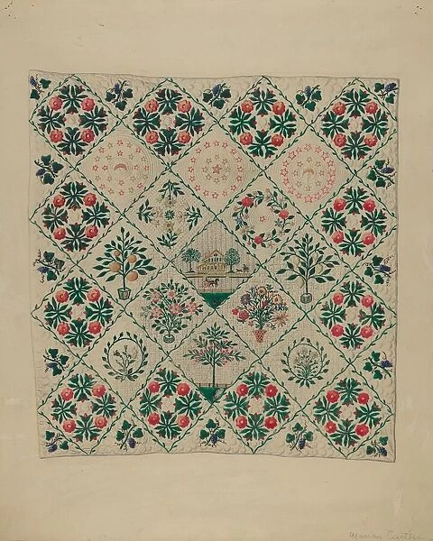 Embroidered Applique Quilt, 1935 / 1942. Creator: Marian Curtis Foster