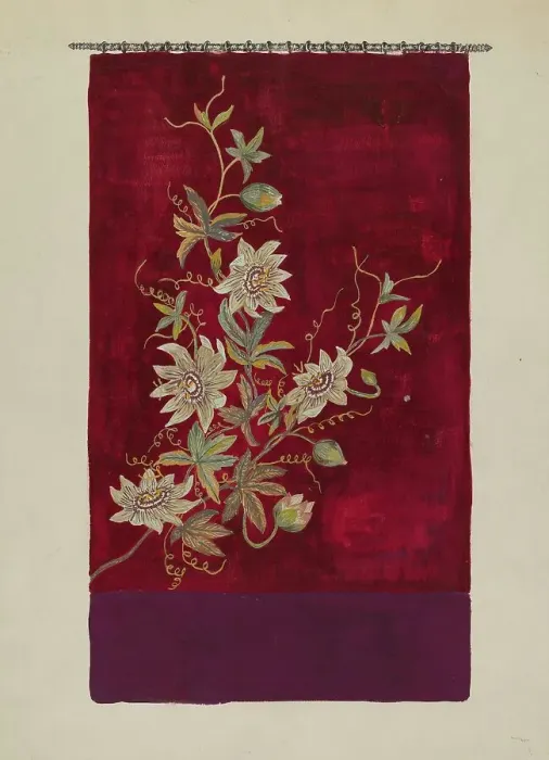 Framed Print : Embroidered Banner, c. 1936. Creator: Evelyn Bailey Framed Print : Embroidered Banner, c. 1936. Creator: Evelyn Bailey