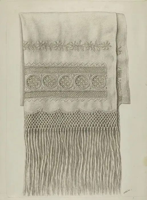 Framed Print : Embroidered Cloth, c. 1939. Creator: Paul Ward Framed Print : Embroidered Cloth, c. 1939. Creator: Paul Ward