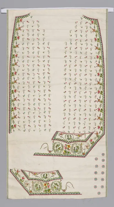 Framed Print : Embroidered Fabric for a Waistcoat Front, France, 1780s. Creator: Unknown Framed Print : Embroidered Fabric for a Waistcoat Front, France, 1780s. Creator: Unknown