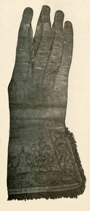 Framed Print : Embroidered glove, c17th century, (1937). Creator: Unknown Framed Print : Embroidered glove, c17th century, (1937). Creator: Unknown