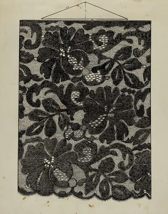 Framed Print : Embroidered Lace, c. 1936. Creator: Florence Stevenson Framed Print : Embroidered Lace, c. 1936. Creator: Florence Stevenson