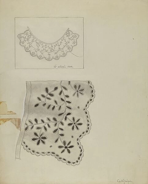 Embroidered Linen Collar, 1935 / 1942. Creator: Grace Halpin