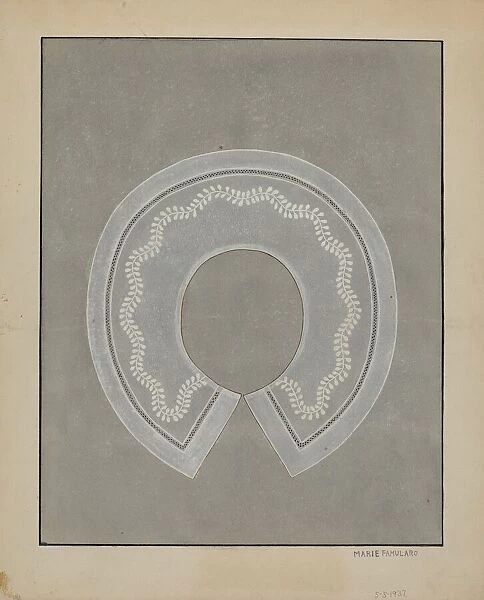 Embroidered Linen Collar, c. 1936. Creator: Marie Famularo