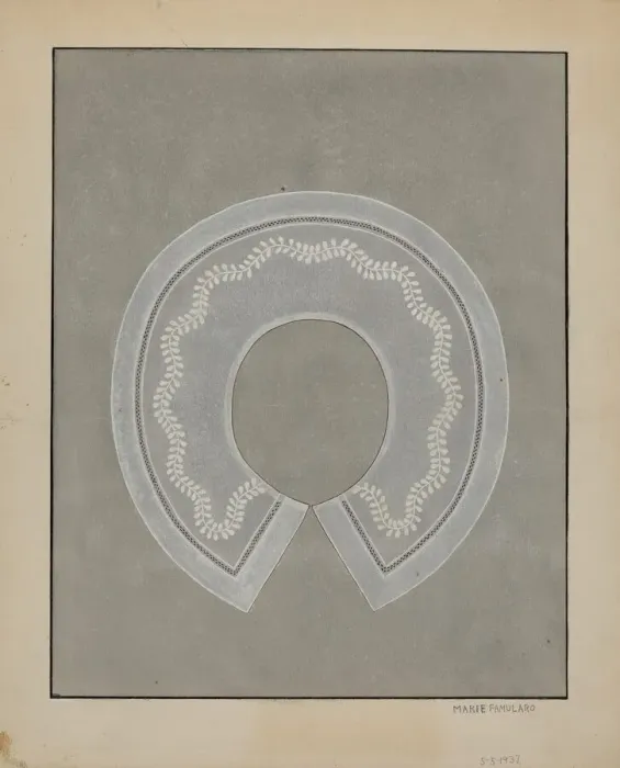 Framed Print : Embroidered Linen Collar, c. 1936. Creator: Marie Famularo Framed Print : Embroidered Linen Collar, c. 1936. Creator: Marie Famularo
