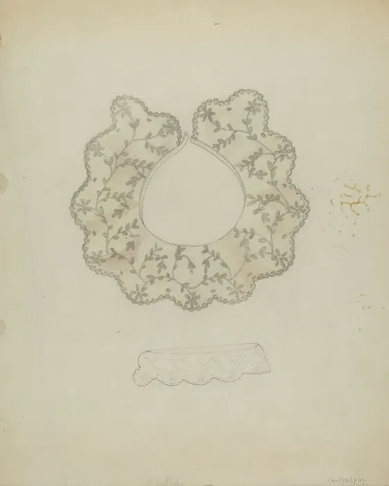 Framed Print : Embroidered Linen Collar, c. 1936. Creator: Grace Halpin Framed Print : Embroidered Linen Collar, c. 1936. Creator: Grace Halpin