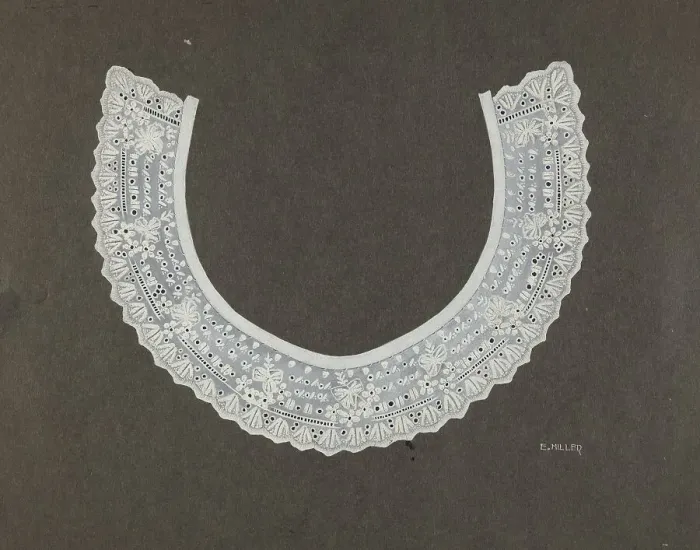 Framed Print : Embroidered Linen Collar, c. 1937. Creator: Edith Miller Framed Print : Embroidered Linen Collar, c. 1937. Creator: Edith Miller