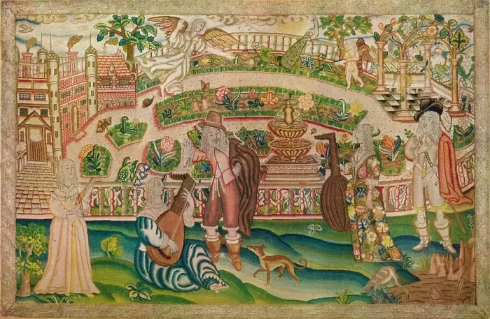 Framed Print : Embroidered Picture, 17th Century, (1929) Framed Print : Embroidered Picture, 17th Century, (1929)