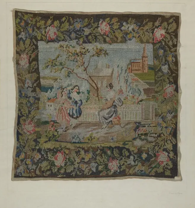 Framed Print : Embroidered Picture, 1935 / 1942. Creator: Frank J Mace Framed Print : Embroidered Picture, 1935 / 1942. Creator: Frank J Mace