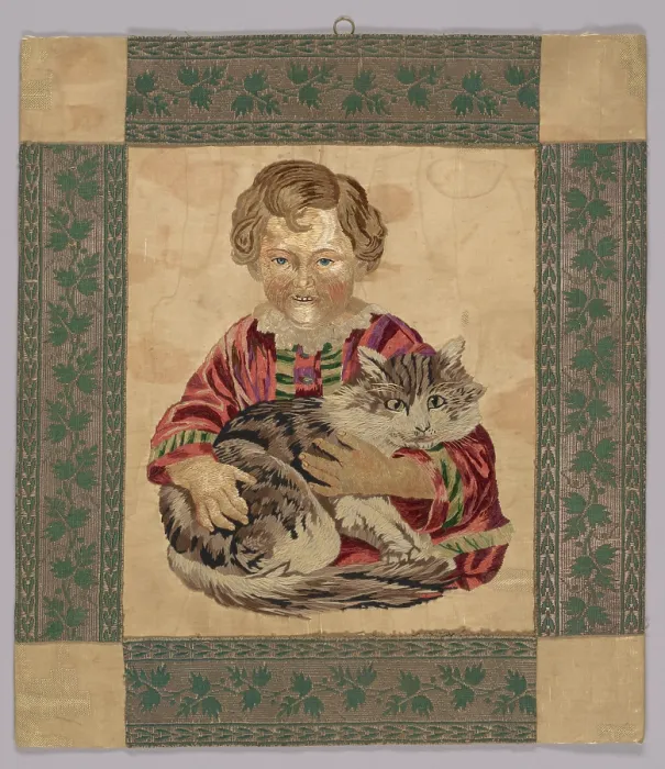 Framed Print : Embroidered picture, 19th century. Creator: Unknown Framed Print : Embroidered picture, 19th century. Creator: Unknown
