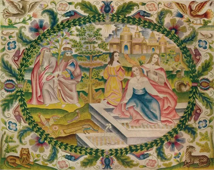 Framed Print : Embroidered Picture, Mid-17th Century, (1929) Framed Print : Embroidered Picture, Mid-17th Century, (1929)