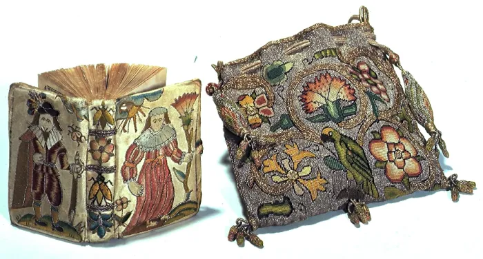 Framed Print : Embroidered prayer book and bag, 1633. Creator: Unknown Framed Print : Embroidered prayer book and bag, 1633. Creator: Unknown