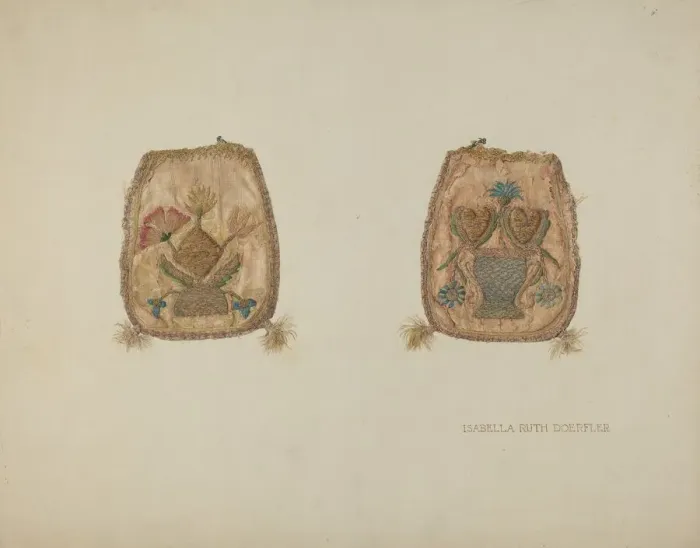 Framed Print : Embroidered Purse, c. 1941. Creator: Isabella Ruth Doerfler Framed Print : Embroidered Purse, c. 1941. Creator: Isabella Ruth Doerfler