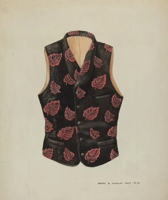 Framed Print : Embroidered Velvet Vest, c. 1937. Creator: Majel G. Claflin