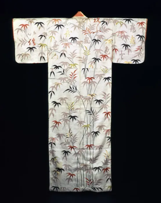 Framed Print : Embroidered white satin ladies kimono, Japanese, Edo period, 1600-1867 Framed Print : Embroidered white satin ladies kimono, Japanese, Edo period, 1600-1867