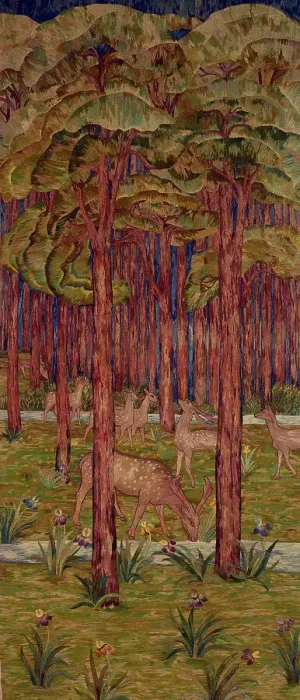 Framed Print : Embroidery, The Deer Forest, 1905. Creator: Jane Cory Framed Print : Embroidery, The Deer Forest, 1905. Creator: Jane Cory
