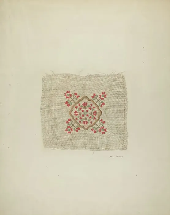 Framed Print : Embroidery Detail, c. 1940. Creator: Emily Gierman Framed Print : Embroidery Detail, c. 1940. Creator: Emily Gierman
