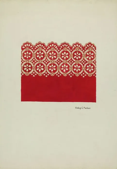 Framed Print : Embroidery for Dress, c. 1936. Creator: Gladys C. Parker