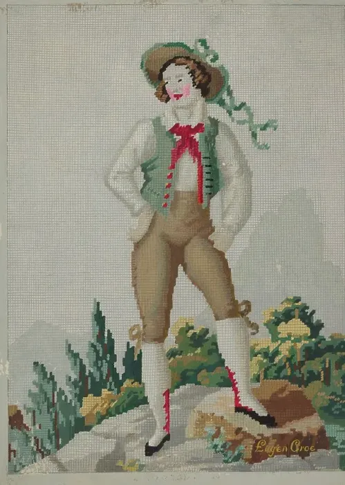 Framed Print : Embroidery Needlepoint, c. 1937. Creator: Eugene Croe Framed Print : Embroidery Needlepoint, c. 1937. Creator: Eugene Croe