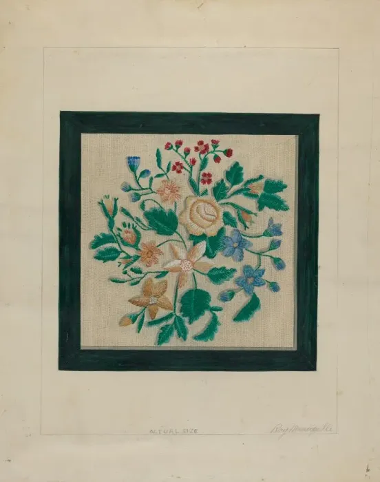 Framed Print : Embroidery Piece, c. 1936. Creator: Raymond Manupelli Framed Print : Embroidery Piece, c. 1936. Creator: Raymond Manupelli