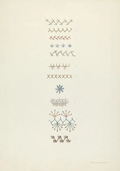 Embroidery: Technique Demonstration, c. 1938. Creator: William Kieckhofel