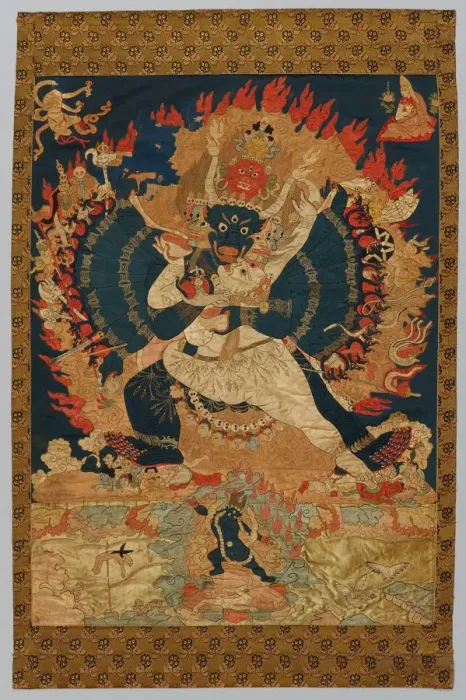 Framed Print : Embroidery: Yama and Consort, 18th-19th century. Creator: Unknown Framed Print : Embroidery: Yama and Consort, 18th-19th century. Creator: Unknown
