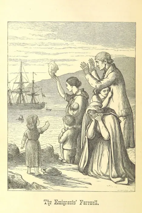 Framed Print : Emigrants Leave Ireland. From Illustrated History of Ireland by Mary Frances Cusack, 1868