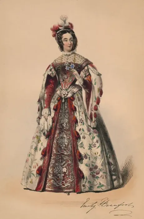 Framed Print : Emily Duchess of Beaufort in costume for Queen Victorias Bal Costume, May 12 1842, (1843) Framed Print : Emily Duchess of Beaufort in costume for Queen Victorias Bal Costume, May 12 1842, (1843)