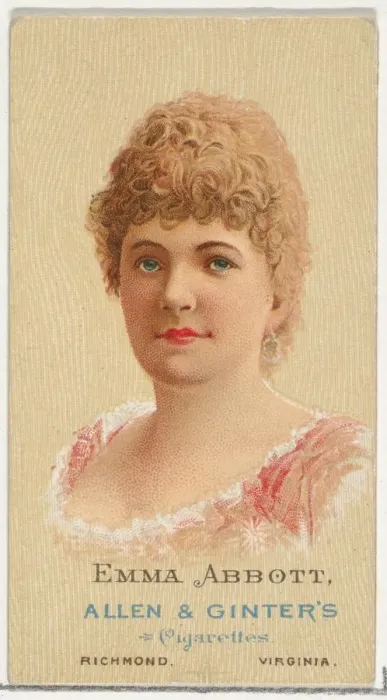Framed Print : Emma Abbott, from Worlds Beauties, Series 2 (N27) for Allen & Ginter Cigarettes Framed Print : Emma Abbott, from Worlds Beauties, Series 2 (N27) for Allen & Ginter Cigarettes