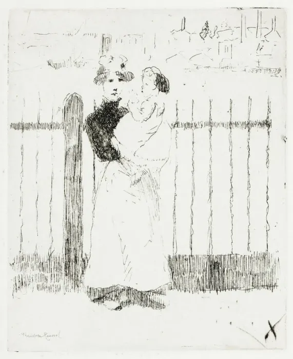 Framed Print : Emma and Her Baby, Chelsea Embankment, 1888-89. Creator: Theodore Roussel Framed Print : Emma and Her Baby, Chelsea Embankment, 1888-89. Creator: Theodore Roussel