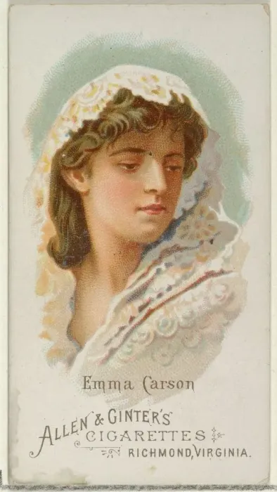 Framed Print : Emma Carson, from Worlds Beauties, Series 1 (N26) for Allen & Ginter Cigarettes Framed Print : Emma Carson, from Worlds Beauties, Series 1 (N26) for Allen & Ginter Cigarettes