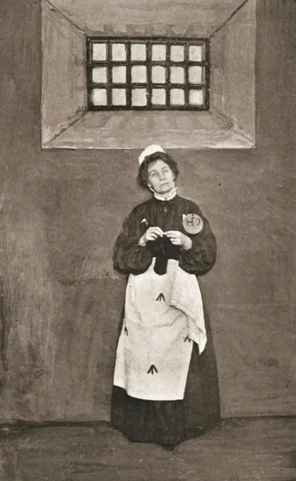 Framed Print : Emmeline Pankhurst, British suffragette, in a cell in Holloway Prison, London, 1908 Framed Print : Emmeline Pankhurst, British suffragette, in a cell in Holloway Prison, London, 1908
